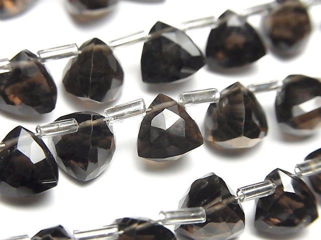 Hochwertiger Rauchquarz AA++ 3D Dreieck Schnitt 8x8x8mm halb oder 1Strang Perlen (18Stück)