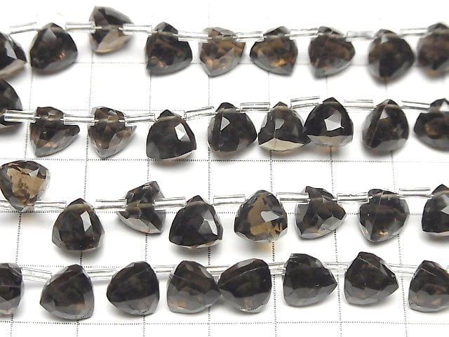 Hochwertiger Rauchquarz AA++ 3D Dreieck Schnitt 8x8x8mm halb oder 1Strang Perlen (18Stück)