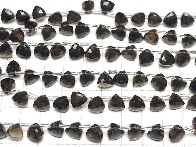Hochwertiger Rauchquarz AA++ 3D Dreieck Schnitt 8x8x8mm halb oder 1Strang Perlen (18Stück)