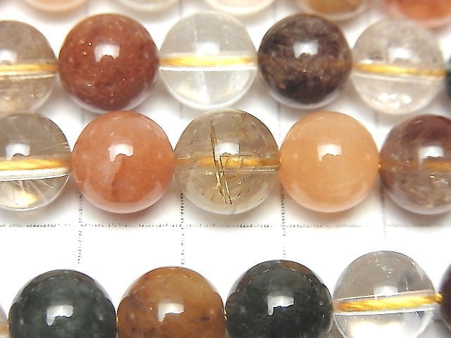 多色鈦晶 AA++ 圓珠 10mm 半串或一串珠(約15英吋/38公分)