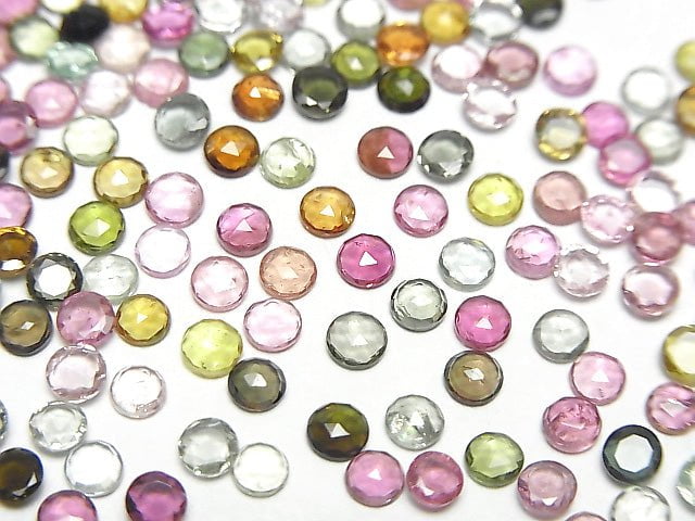 Hochwertiger mehrfarbiger Turmalin AAA- Rund Rose Cut 3x3mm 10Stücke 7,79 $!