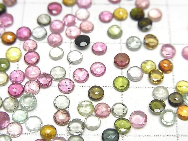 Hochwertiger mehrfarbiger Turmalin AAA- Rund Rose Cut 3x3mm 10Stücke 7,79 $!