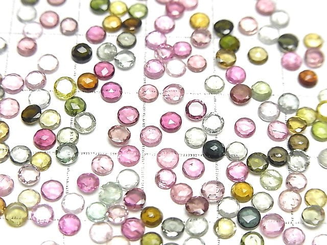 Hochwertiger mehrfarbiger Turmalin AAA- Rund Rose Cut 3x3mm 10Stücke 7,79 $!