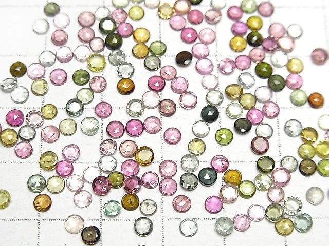 Hochwertiger mehrfarbiger Turmalin AAA- Rund Rose Cut 3x3mm 10Stücke 7,79 $!