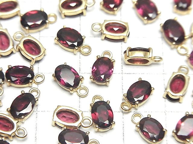 Hochwertiger Rhodolith Granat AAA Zargenfassung Oval facettiert 7x5mm 18KGP 2Stk