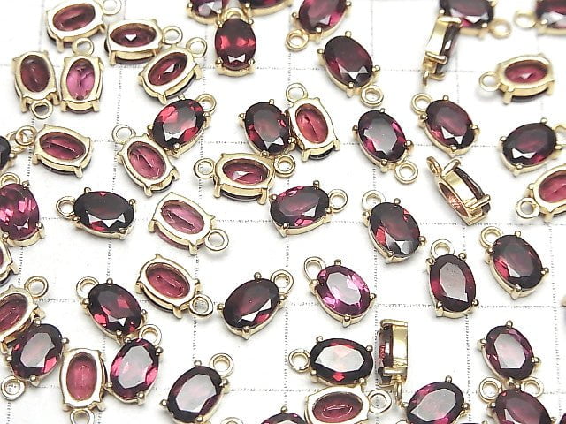 Hochwertiger Rhodolith Granat AAA Zargenfassung Oval facettiert 7x5mm 18KGP 2Stk