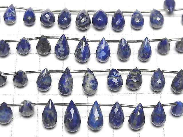 Hochwertiger Lapislazuli AA++ Tropfen facettierte Briolette-Halb- oder 1-Strang-Perlen (ca. 6 Zoll/16 cm)