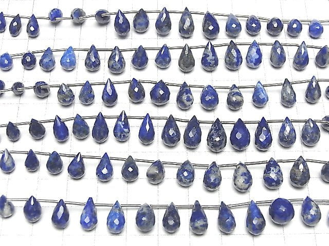 Hochwertiger Lapislazuli AA++ Tropfen facettierte Briolette-Halb- oder 1-Strang-Perlen (ca. 6 Zoll/16 cm)