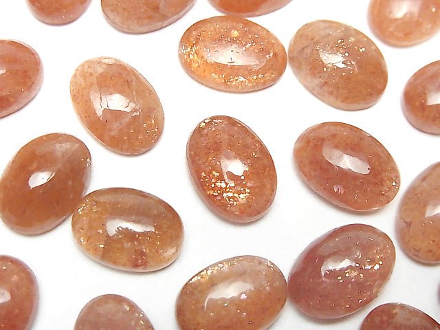 Hochwertiger Sonnenstein AAA- Oval Cabochon 14x10mm 3 Stück