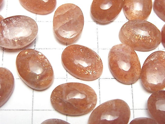 Hochwertiger Sonnenstein AAA- Oval Cabochon 14x10mm 3 Stück