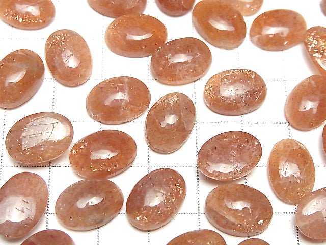 Hochwertiger Sonnenstein AAA- Oval Cabochon 14x10mm 3 Stück