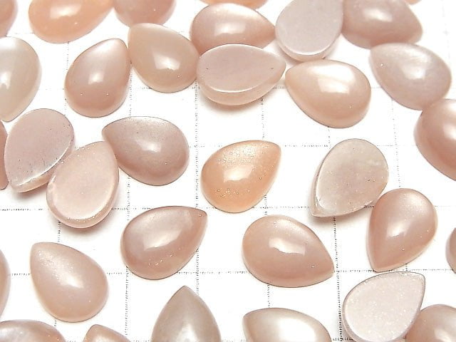 Pfirsich-Moonstone AAA- Birnenform Cabochon 14x10mm 2Stk