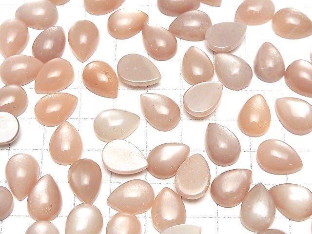 Pfirsich-Moonstone AAA- Birnenform Cabochon 14x10mm 2Stk
