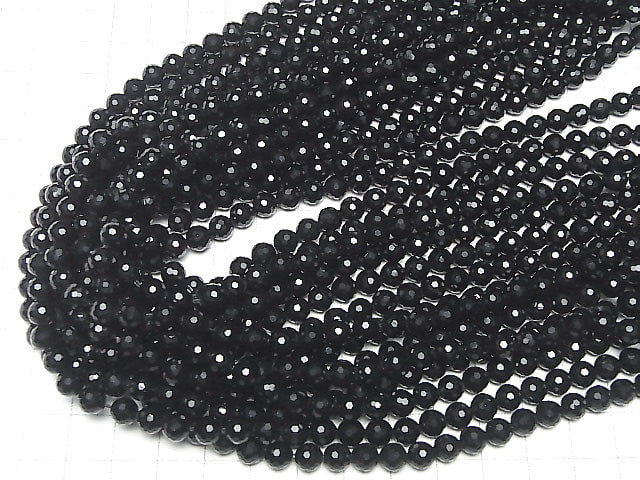 High Quality! Onyx AAA 128Faceted Round 6mm 1strand beads (aprx.15inch/37cm)