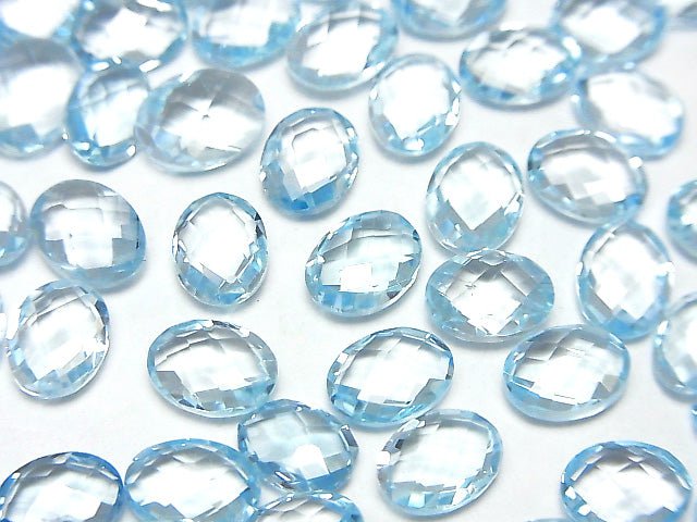 Hochwertiger himmelblauer Topas AAA unbohrter facettierter ovaler Schnitt 8 x 6 x 4 mm 5 Stück