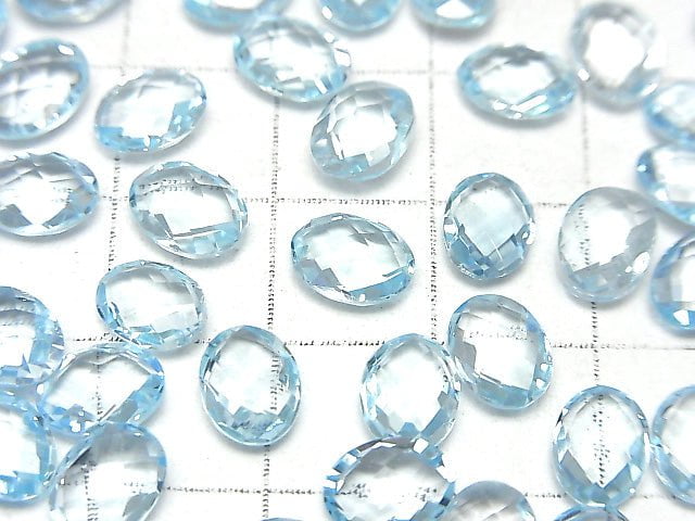 Hochwertiger himmelblauer Topas AAA unbohrter facettierter ovaler Schnitt 8 x 6 x 4 mm 5 Stück