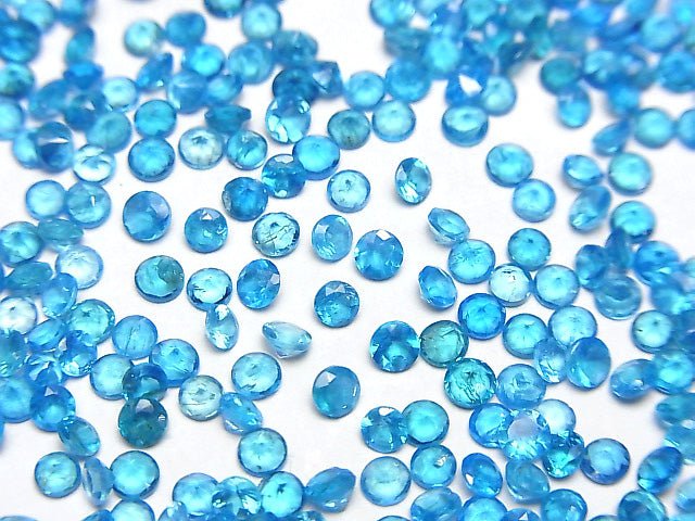 High Quality Neon Blue Apatite AAA- Loose stone Round Faceted 3x3mm 10pcs