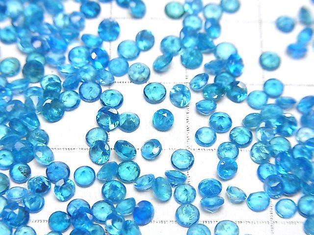 High Quality Neon Blue Apatite AAA- Loose stone Round Faceted 3x3mm 10pcs