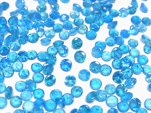High Quality Neon Blue Apatite AAA Undrilled Round Faceted 4x4mm 4pcs