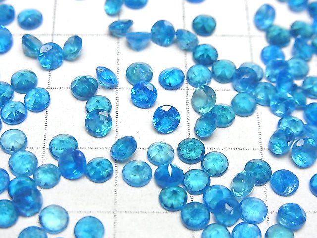 High Quality Neon Blue Apatite AAA Undrilled Round Faceted 4x4mm 4pcs