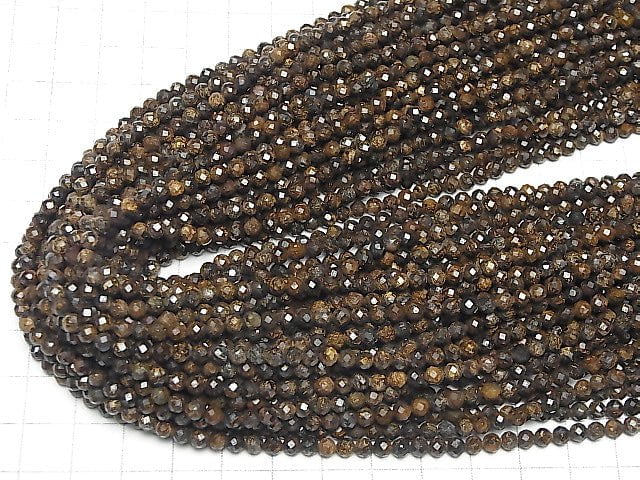 Hochwertig! Bronzit facettiert rund 4mm 1Strang Perlen (ca. 15 Zoll/37 cm)