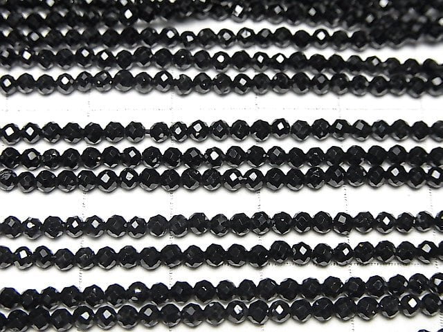 Hochwertiger schwarzer Spinell AAA facettierte runde 2mm 1strang Perlen (ca. 15 Zoll / 37 cm)