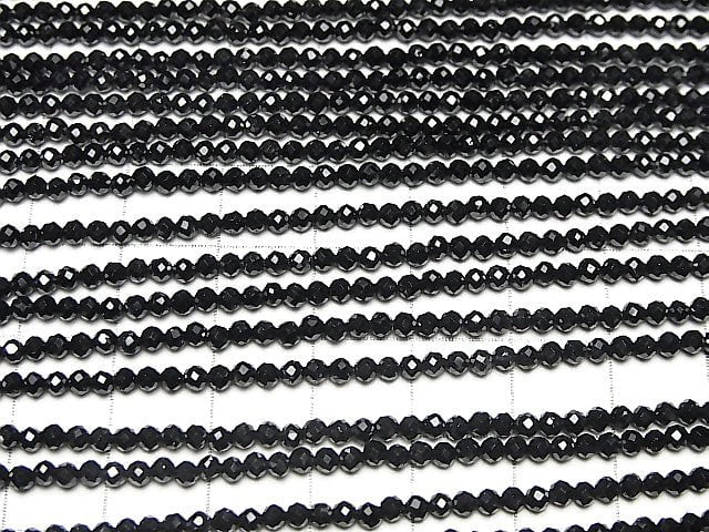 Hochwertiger schwarzer Spinell AAA facettierte runde 2mm 1strang Perlen (ca. 15 Zoll / 37 cm)