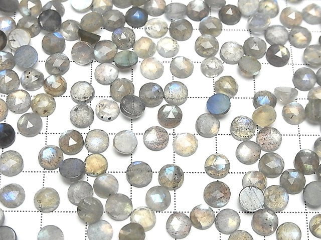 Hochwertiger Labradorit AAA- Runde Rosenschliff 6x6mm 4Stk
