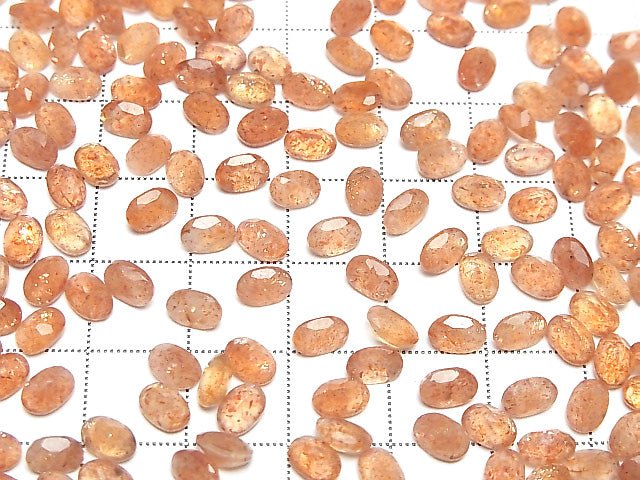 Hochwertiger Sonnenstein AAA- lose Stein oval facettiert 6x4mm 5 Stück