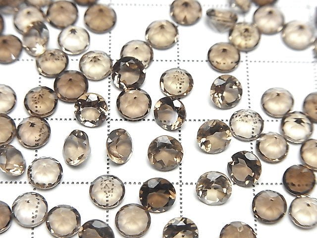 Hochwertiger rauchiger Quarz AAA lose Steine rund facettiert 5x5mm 10 Stück