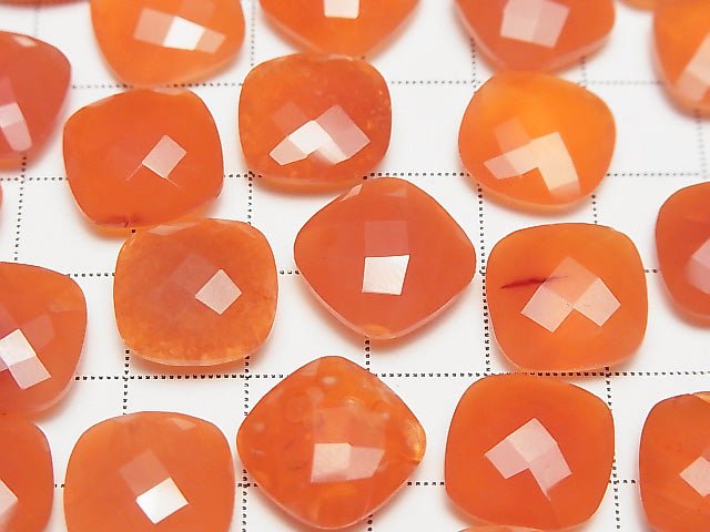 Hochwertiger Karneol AAA Unbohrter quadratischer Kissen-Schliff 14x14mm 3 Stück $19.99!
