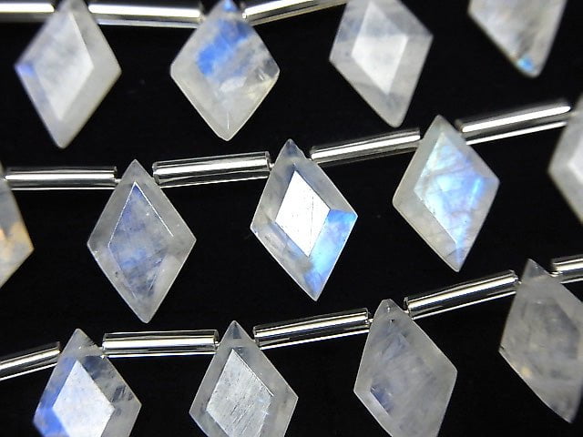 高品質彩虹月光石 AA++ 刻面鑽石 11x7mm 1串 (8顆)