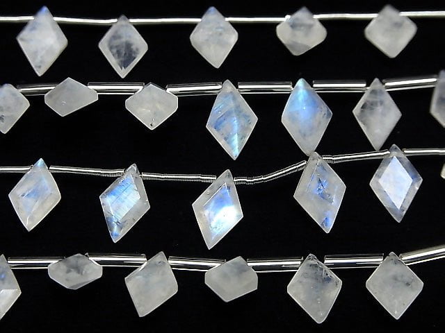 Hochwertiger Regenbogen-Mondstein AA++ diamant facettiert 11x7mm 1 Strang Perlen (8 Stück)