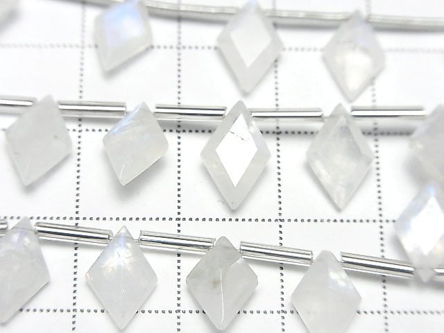 高品質彩虹月光石 AA++ 刻面鑽石 11x7mm 1串 (8顆)
