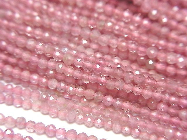 高品質!粉紅碧璽 AA++ 切面圓珠 2mm 一串(約13英寸/31公分)