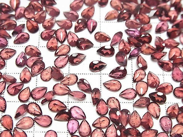 Hochwertiger Rhodolith Granat AAA lose Stein tropfenförmig facettiert 6x4mm 5 Stück