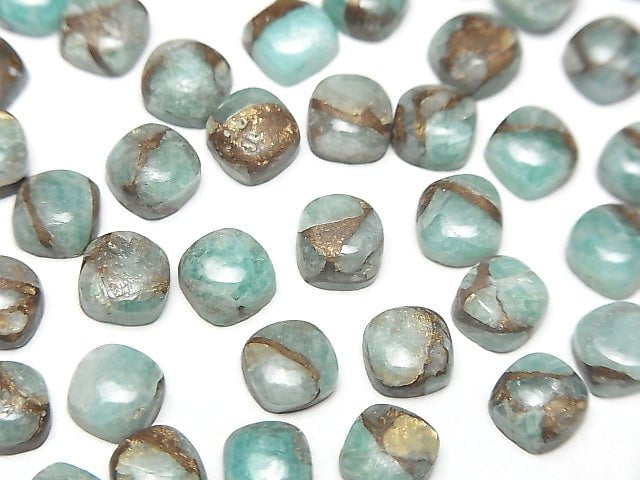 Kupfer-Amazonit AAA quadratischer Cabochon 6x6mm 5 Stück
