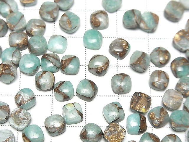 Kupfer-Amazonit AAA quadratischer Cabochon 6x6mm 5 Stück