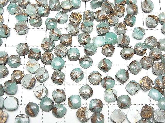Kupfer-Amazonit AAA quadratischer Cabochon 6x6mm 5 Stück