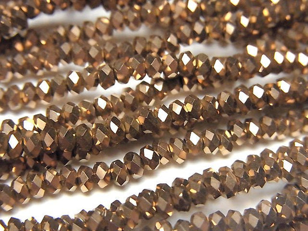 [Video]High Quality! Hematite Faceted Button Roundel 3x3x2mm Bronze color coating 1strand beads (aprx.15inch/38cm)