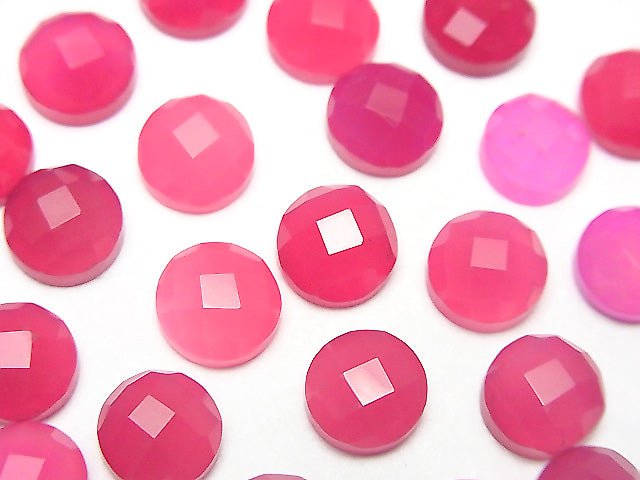 Fuchsia rosa Chalcedon AAA- Rund Facettierter Cabochon 8x8mm 3 Stück 3,79 $!
