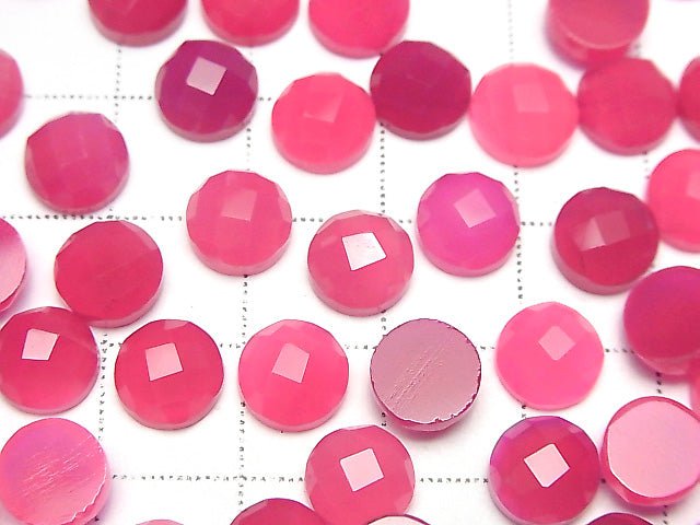 Fuchsia rosa Chalcedon AAA- Rund Facettierter Cabochon 8x8mm 3 Stück 3,79 $!