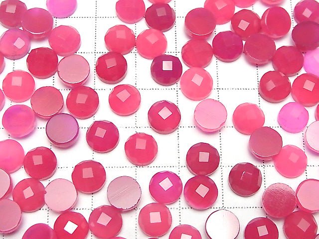 Fuchsia rosa Chalcedon AAA- Rund Facettierter Cabochon 8x8mm 3 Stück 3,79 $!