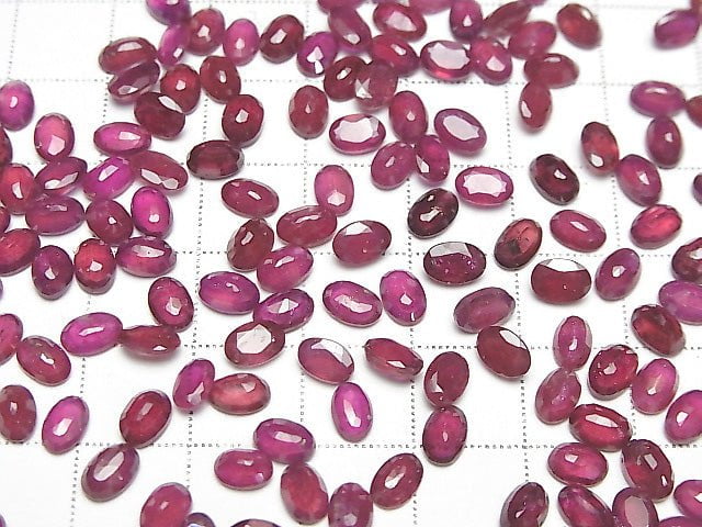 Ruby AA++ Lose Stein Oval Facettiert 6x4mm 3Stück