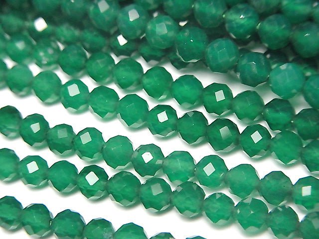 Hochwertig! Grüner Onyx AAA facettierte Runde 4mm 1Strang Perlen (ca. 15 Zoll / 37 cm)