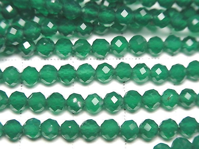 Hochwertig! Grüner Onyx AAA facettierte Runde 4mm 1Strang Perlen (ca. 15 Zoll / 37 cm)
