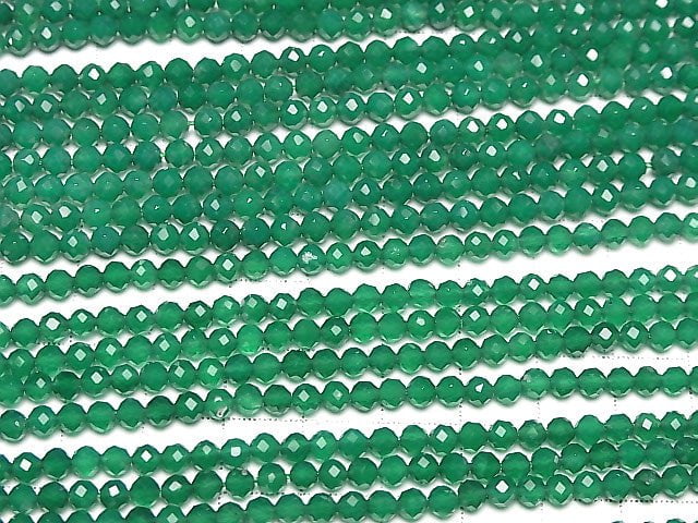 Hochwertig! Grüner Onyx AAA facettierte Runde 4mm 1Strang Perlen (ca. 15 Zoll / 37 cm)