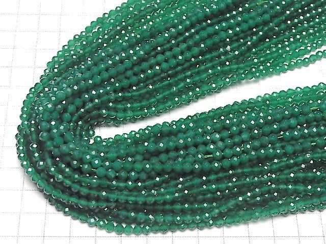 Hochwertig! Grüner Onyx AAA facettierte Runde 4mm 1Strang Perlen (ca. 15 Zoll / 37 cm)