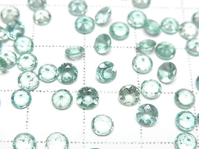 高品質藍綠磷灰石 AAA 裸石 圓刻面 4x4mm 4顆