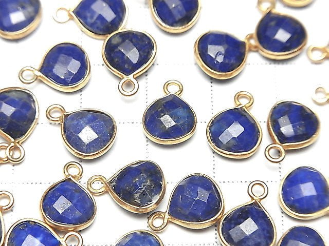 Lapislazuli AA++ Zargenfassung Kastanienform 9x9mm 18KGP 3 Stück